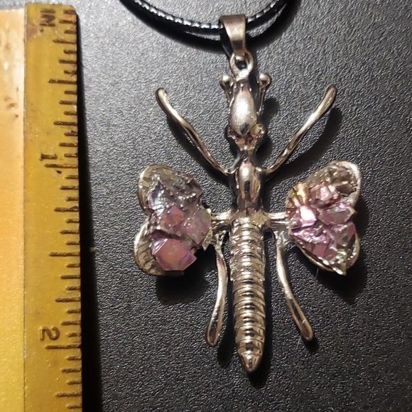 Handcrafted Bismuth Dragonfly Pendant - Picture 6 of 10